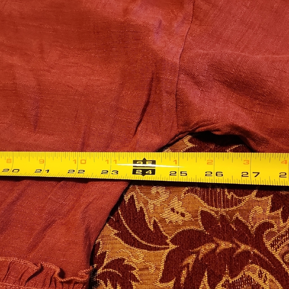 Easel Rust Cardigan with Ruffled Edges, Small - Picture 7 of 9